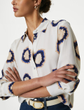 Printed Collared Button Through Blouse