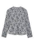 Animal Print Plisse Long Sleeve Blouse