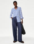 Printed Collared Button Through Blouse