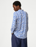 Printed Collared Button Through Blouse