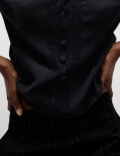 V-Neck Lace Detail Blouse