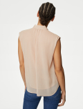 Sheer Tie Neck Frill Detail Blouse