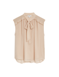 Sheer Tie Neck Frill Detail Blouse