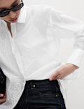 Embroidered Floral Collared Shirt