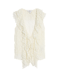 Lace V-Neck Tie Detail Ruffle Top