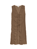 Textured Tie Front Longline Top
