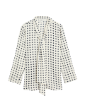 Polka Dot Scarf Neck Blouse