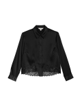 Satin Button Through Lace Detail Shirt