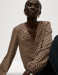 Printed V-Neck Blouse