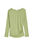 Jersey Shirred Detail Top