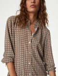 Printed Collared Button Through Blouse