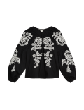 Pure Cotton Embroidered Puff Sleeve Blouse