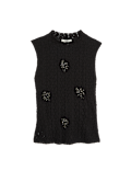Embellished Lace Jersey Top