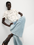 High Neck Cutwork Puff Sleeve Top