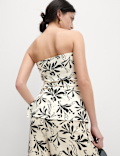 Linen Blend Printed Bandeau Top
