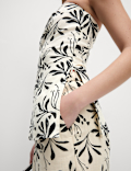 Linen Blend Printed Bandeau Top
