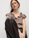 Frill Detail V Neck Top