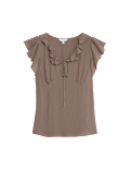 Frill Detail V Neck Top