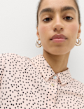 Polka Dot Printed Collared Shirt