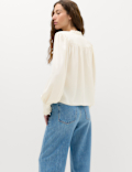 Tie Neck Blouson Sleeve Blouse