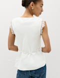 Satin V-Neck Lace Insert Cami Top