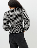 Checked Gathered Waisted Blouson Sleeve Blouse
