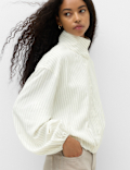 Pinstripe Funnel Neck Shirt