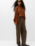 Satin Scarf Neck Blouse