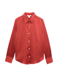 Satin Collared Button Through Shirt
