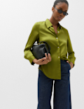 Satin Collared Button Through Shirt