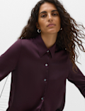 Satin Collared Button Through Shirt