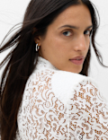Lace High Neck Blouse with Cotton