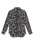 Printed Collared Lace Insert Shirt