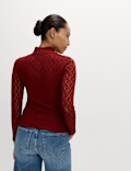 Cotton Blend Lace High Neck Top