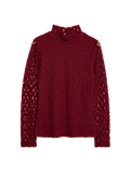 Cotton Blend Lace High Neck Top