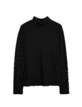Cotton Blend Lace High Neck Top
