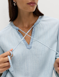 Pure Lyocell Tie Fastening Blouse