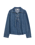 Denim Tie Fastening Blouse