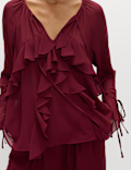 Tie Neck Ruffle Blouse