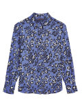 Animal Print Collared Long Sleeve Blouse