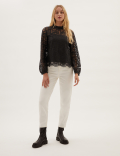 Lace High Neck Long Sleeve Top