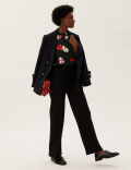 Floral Embroidered High Neck Top