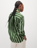 Satin Striped Collared Button Through Shirt