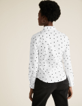 Cotton Polka Dot Fitted Long Sleeve Shirt