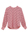 Star Print Round Neck Long Sleeve Blouse
