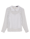 Polka Dot Collared Long Sleeve Blouse