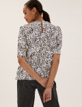 Animal Print Peter Pan Collar Top