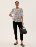 Animal Print Peter Pan Collar Top