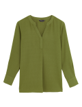 V-Neck Long Sleeve Popover Blouse