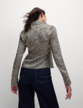Satin Printed Tie Front Blouse